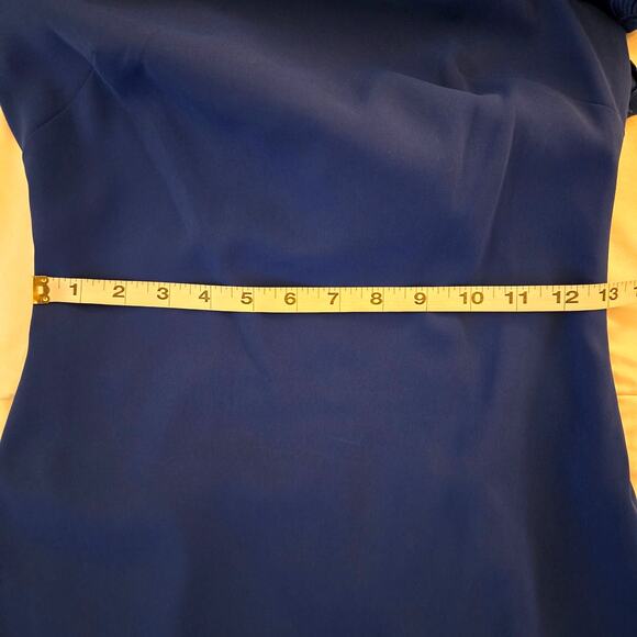 Badgley Mishka Royal Blue One Shoulder Ruffle Evening Gown 2 Formal Wedding - Picture 12 of 16